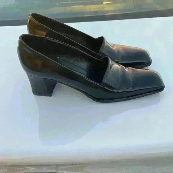 Sesto Meucci Classic Pumps Square Toe Black Leather Slip On Shoes Size 7N - Picture 2 of 7